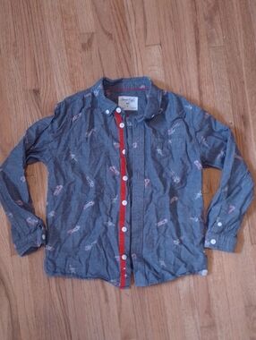 Sovereign Code Blue Chambray Button-Down Shirt With Airplanes ✈️